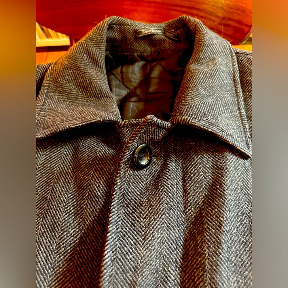 Nautical Herringbone Grey Wool Coat